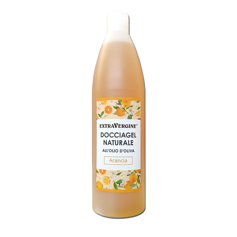 Docciagel naturale all'olio extravergine d'oliva, con olio essenziale di Arancia dolce - ricarica da 500 ml - Extravergine