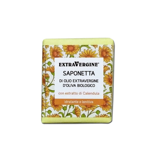 Saponetta di olio extravergine d'oliva, con estratto di Calendula - 100 gr - Extravergine
