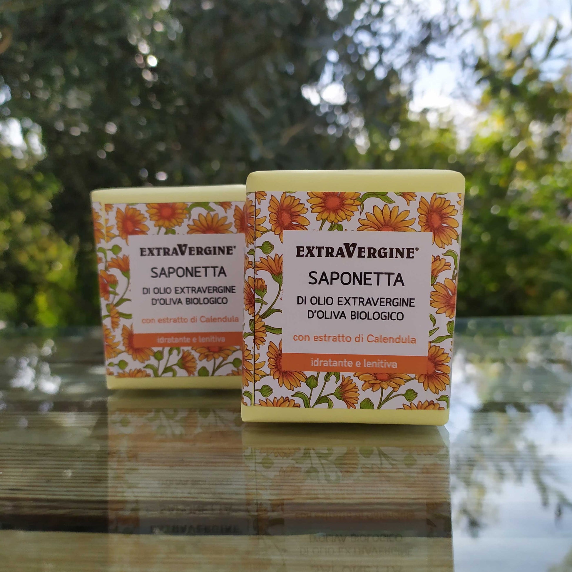 Saponetta di olio extravergine d'oliva, con estratto di Calendula - 100 gr - Extravergine
