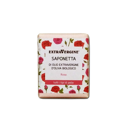 Saponetta di olio extravergine d'oliva, alla Rosa - 100 gr - extravergine