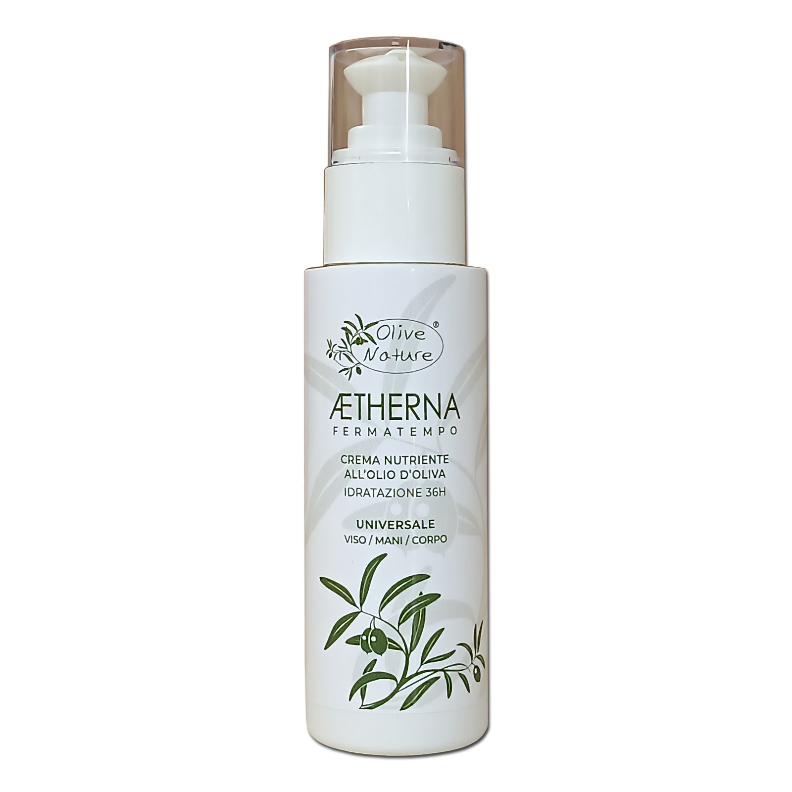 AETHERNA - Crema nutriente universale viso/mani/corpo all'olio extravergine d'oliva - Dispenser da 125 ml