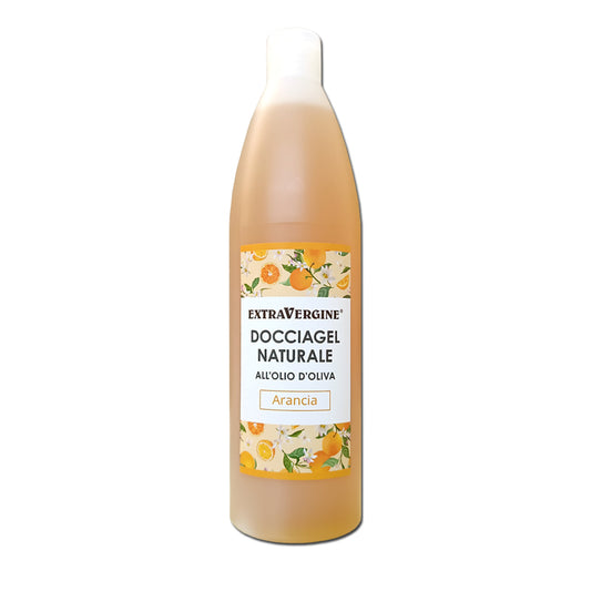 Docciagel naturale all'olio extravergine d'oliva, con olio essenziale di Arancia dolce - ricarica da 500 ml - Extravergine