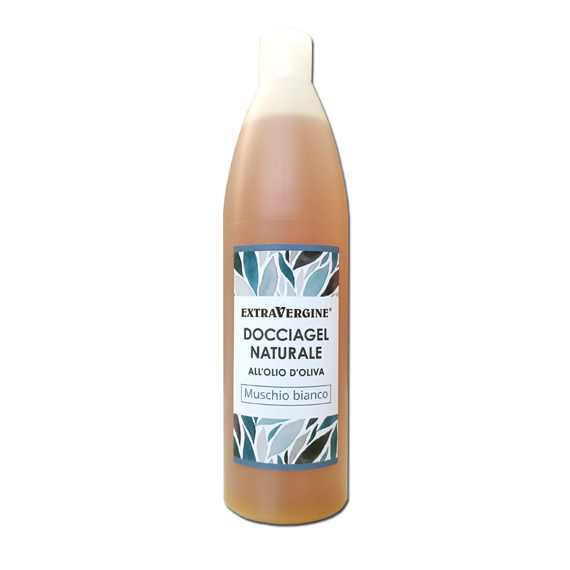 Docciagel naturale all'olio extravergine d'oliva, profumato al muschio bianco - Ricarica da 500 ml - Extravergine