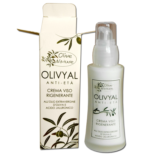 OLIVYAL - Crema viso rigenerante all'olio d'oliva e acido Jaluronico - Extravergine