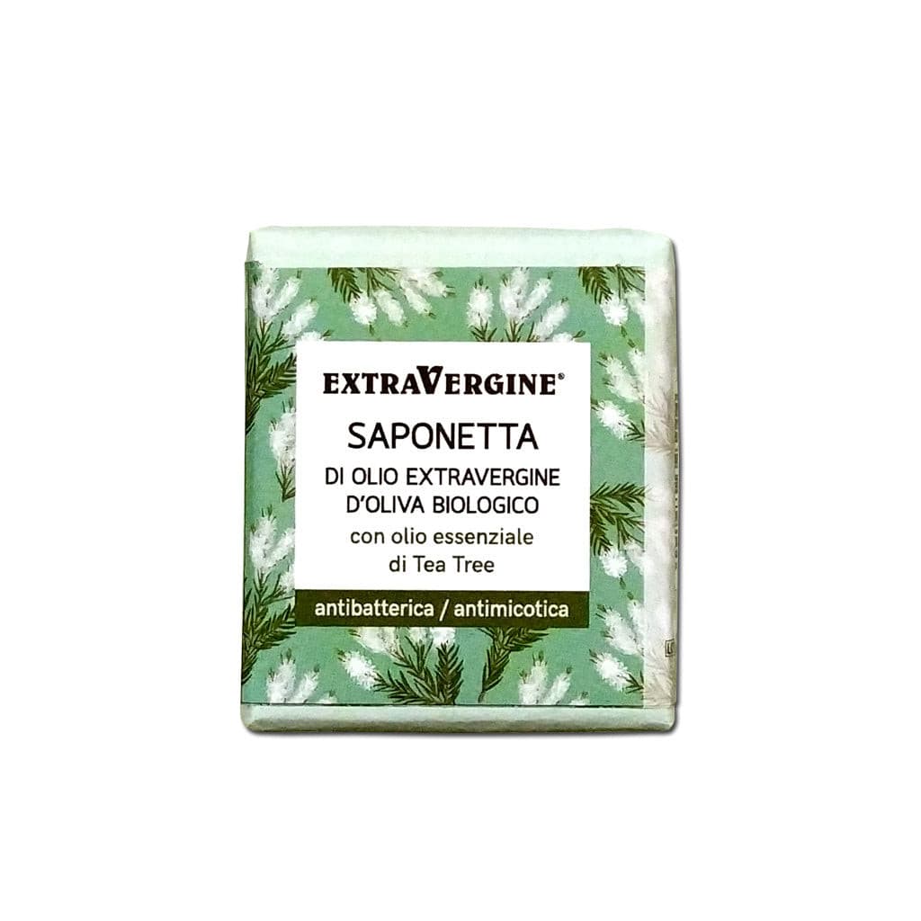 Saponetta di olio extravergine d'oliva, con olio essenziale di Tea Tree - 100 gr - Extravergine